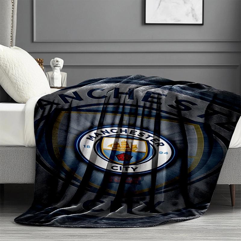Manchester City FC Print Blanket - Soft & Comfortable, for Bedroom, Travel, Sofa, Home Decoration - Birthday Christmas Gift for Friend