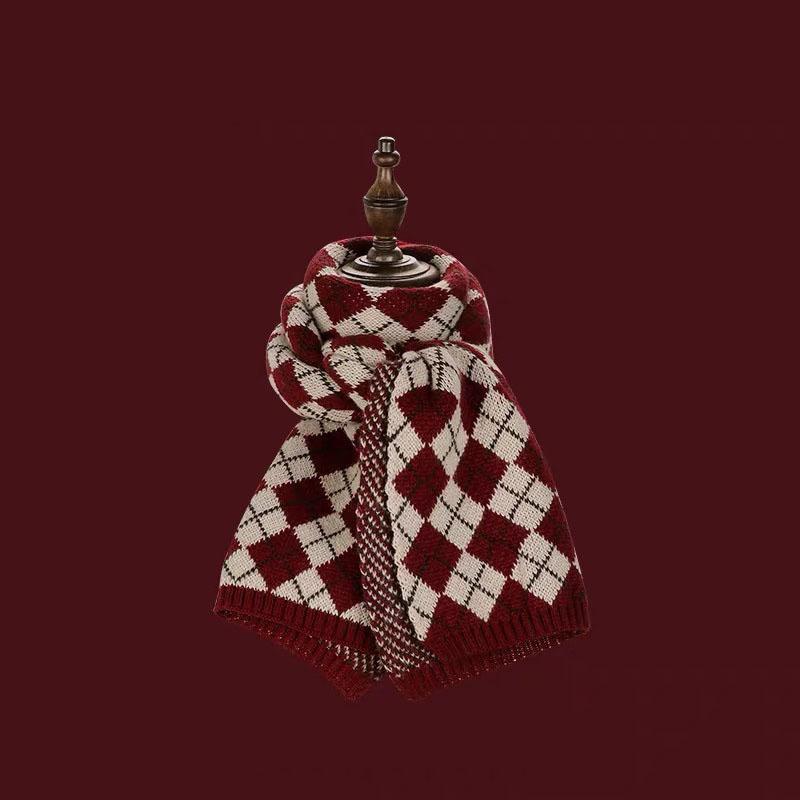 Red Christmas Tree Knitted Scarf For Women Warm And Versatile In Autumn And Winter Student Couple Christmas Gift Knitted Neck