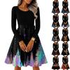 Women's Casual Fashion Round Neck Long Sleeve Christmas Printed Party Vintage Long Dresses
