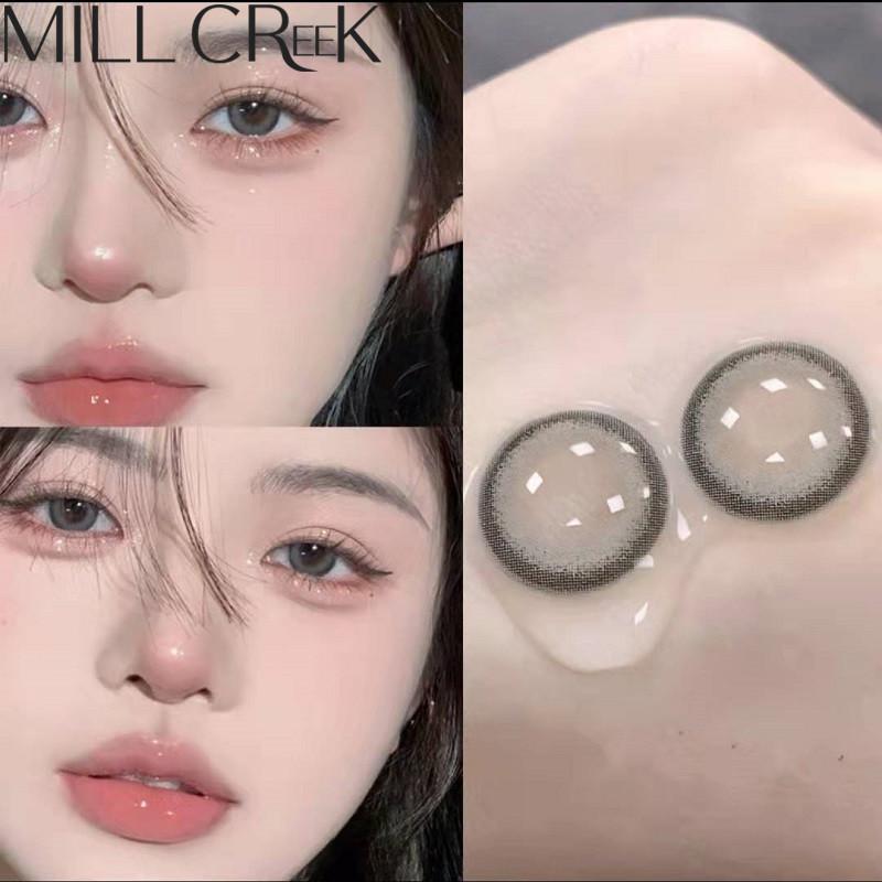 Цветные контактные линзы Mill Creek, 1 пара/2 шт., серые, натуральные, ежедневные, круглые, мягкие линзы 0 класса, цветные косметические контактные линзы для ежегодного использования