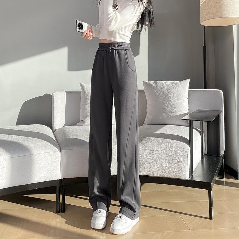 White Casual Sports Pants for Women Spring New Hot-Selling Narrow Version Banana Pants High Waist Loose Straight Wide-Leg Pants