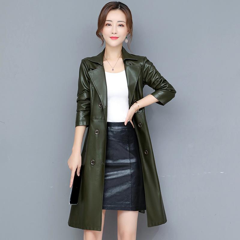Новое осенне-зимнее хлопковое кожаное пальто женское средней длины модная ветровка из искусственной овчины большое мотоциклетное пальто из искусственной кожи