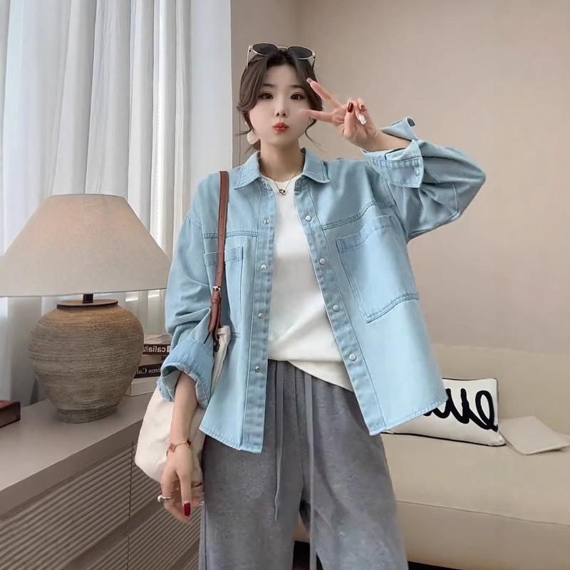 2025 New Hong Kong-Style Women's Denim Shirt Jacket: Casual Spring Loose Fit