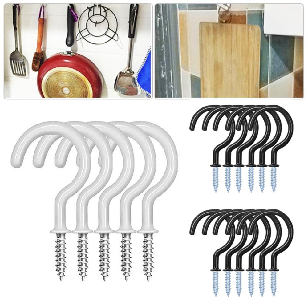 White Black Shouldered Screw-In Home Storage Wall Mounted Ceiling Hooks Mug Hanger Cup Hooks
