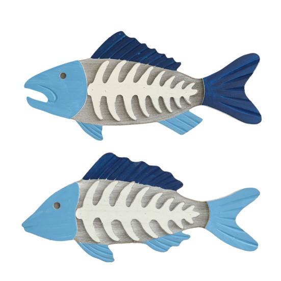 Деревянная рыбья кость Настенный декор Пляжное дерево Рыба Настенная скульптура Винтажный средиземноморский стиль Рыба Подвесное настенное искусство для дома Домика у озера Спальни