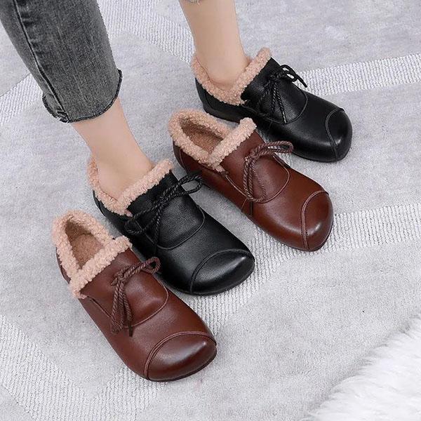 Женская зимняя мягкая теплая обувь, женские нескользящие однотонные хлопковые туфли на плоском каблуке большого размера