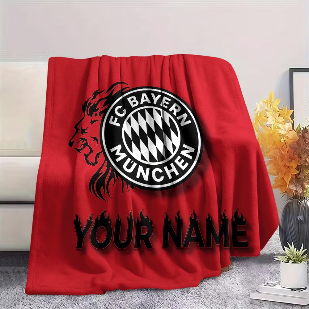 Custom Name FC Bayern MunichFlannel Blanket, High quality Comfortable for All Seasons, Home Decor, Warmth and Comfort