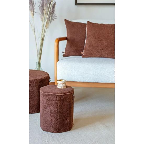 Пуф с моющейся крышкой Пуф для ног с диагональным цилиндром Журнальный столик Диван Табурет Kc Teddy Brown
