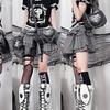 Корейские девушки Kawaii Punk A-силуэт Мини-юбка Harajuku Vintage Black White Rock Cake Юбки Y2K Кружевные бальные платья Skater