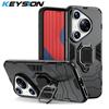 KEYSION Shockproof Armor Case for Huawei P70 Pro P70 Art P60 Silicone+PC Ring Stand Holder Phone Cover for Huawei Nova 12s 12 SE