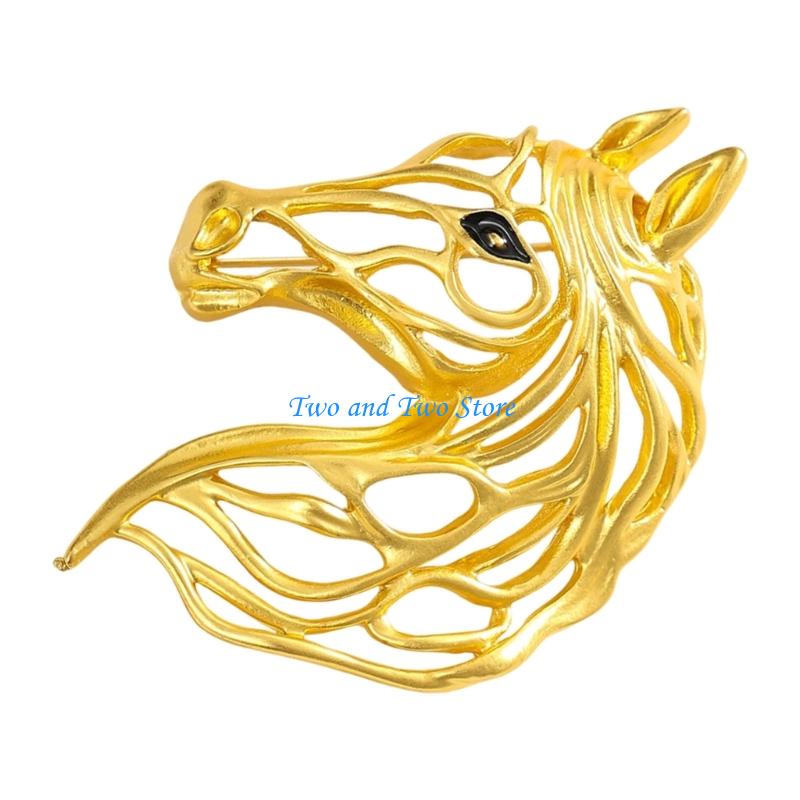HX6F Modernist Horse Brooch Alloy Badge Pin Fashion Suit Coat Accessory Jewellery for Formal Casual Wear