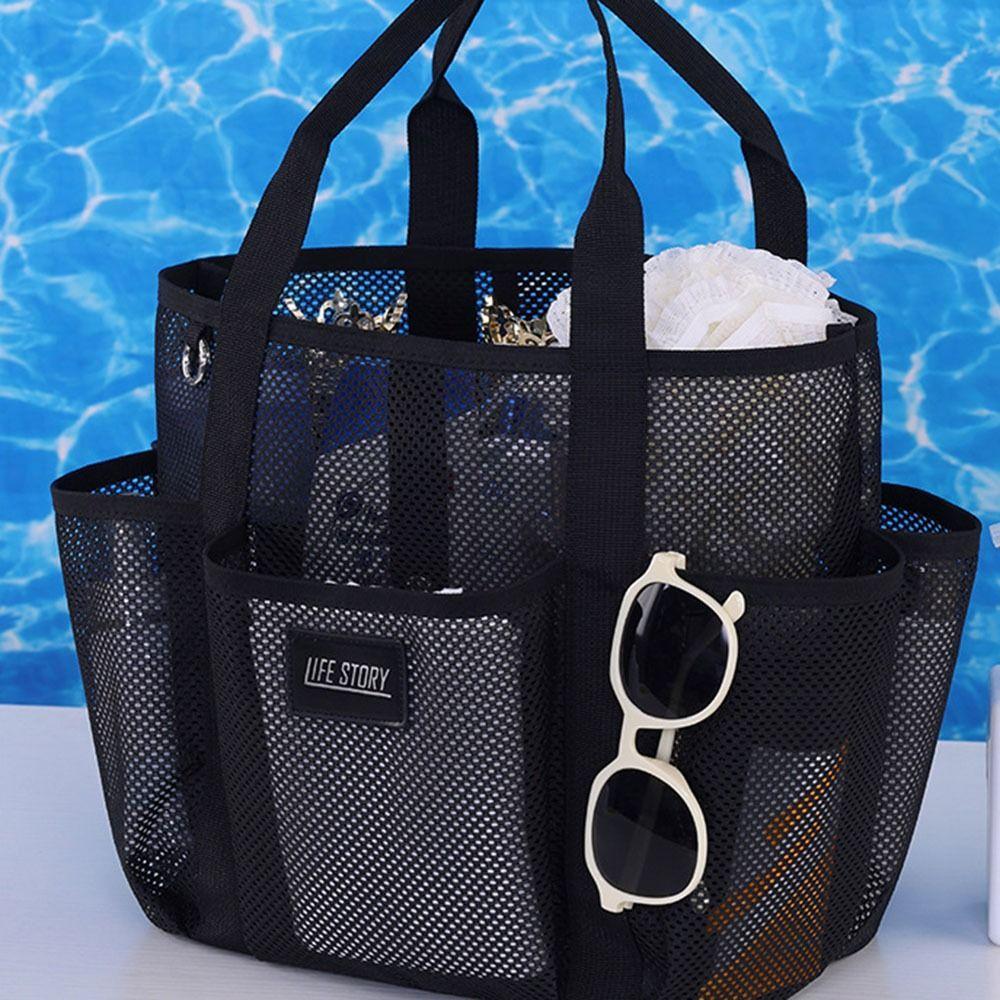 Internal Compartments Large Beach Tote Bag Multi-level Zoning Mesh Shower Bag  Travel