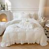 Princess Bubble Yarn Embroidery Washed Cotton 4-piece Cotton Bed Sheet Models Lace Quilt Cover 3-piece Set