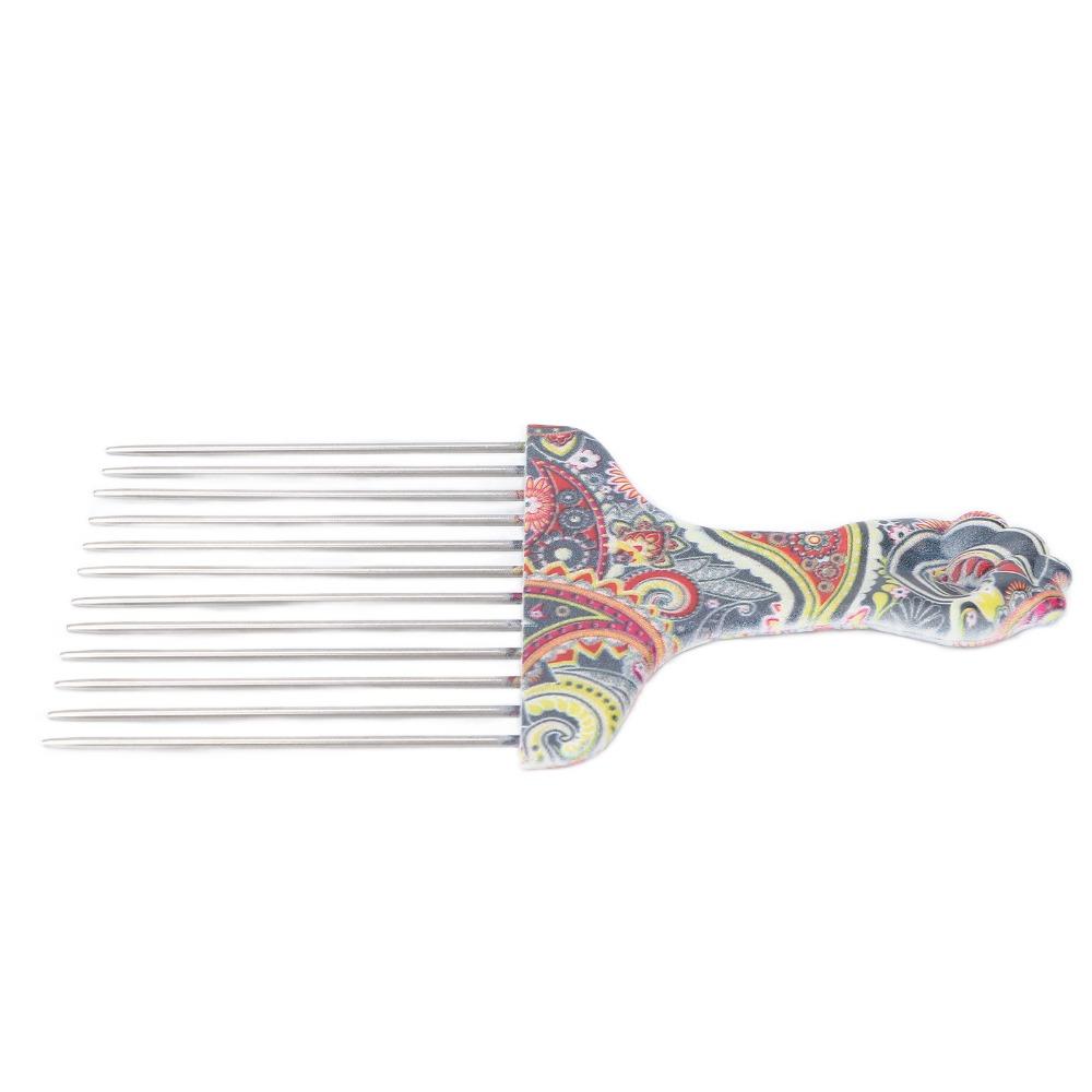 2PCS Professional Grade Hair Pick Combs Stainless Steel Wide Tooth Comb Curly Hair