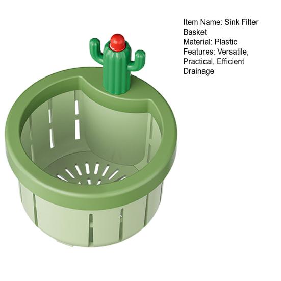 Cactus Sink Strainer Basket Kitchen Drain Filter with Wide Divider & Rotating Design Anti-Clog