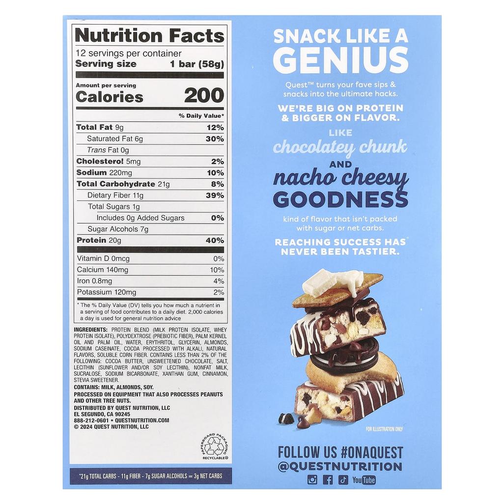 Overload Protein Bar, Cookie Commencement, 12 Bars, 58G (2.04Oz) Each