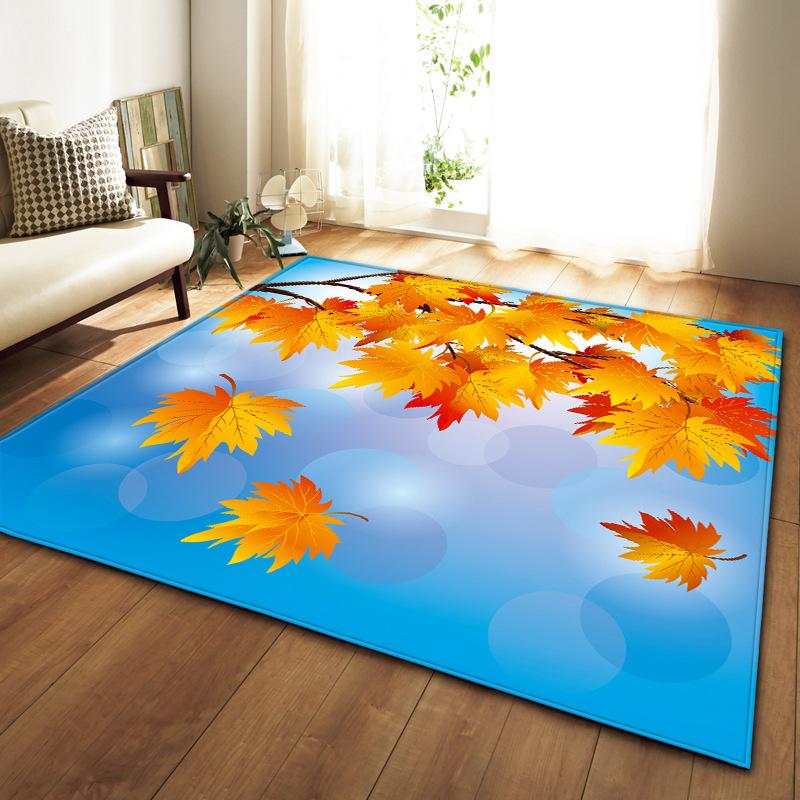 Maple Leaf Living Room Carpet Bedroom Dining Room Floor Mat Pattern Size