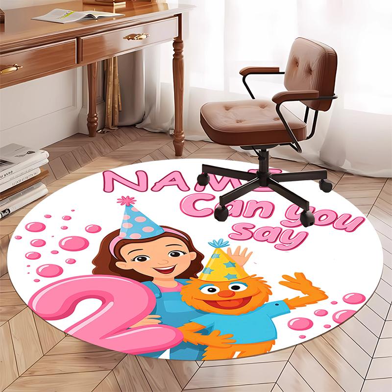 Custom Name Ms. Rachel Printed Round Rug Carpet Chair Rug Area Rug Entryway Doormats,for Office Chair Living Room Bedroom Kitchen Room.
