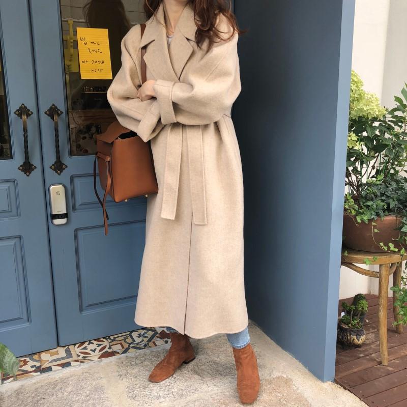Женское корейское зимнее длинное пальто, свободная верхняя одежда, пальто больших размеров, кардиганы, элегантные женские пальто с длинными рукавами, осень