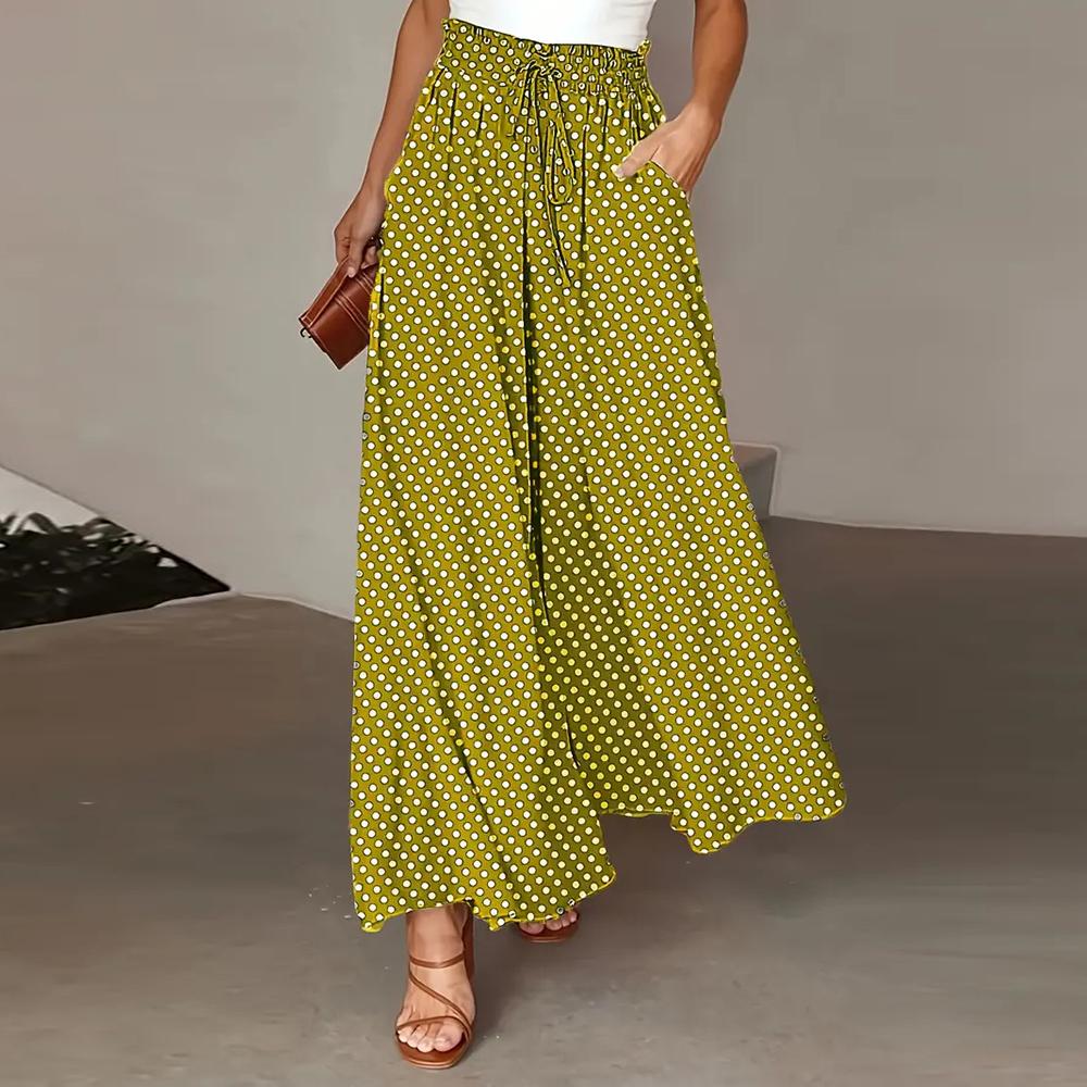 Women Summer Fashion Polka Dot Print Streetwear Y2K Wide Leg Pants High Waist Chic Loose Straight Trousers