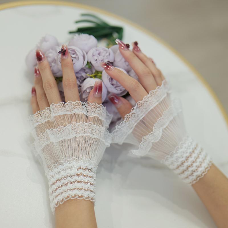 Идеальное Сочетание DIY Съемные Двухслойные Декоративные Воланы с Складками Ложные Рукава Эластичная Манжета Съемное Расширение Манжета-Рожок