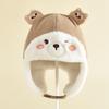 Cute three-dimensional ear windproof and ear protection plush hat for boys, girls, children and babies, warm hat for autumn and winter