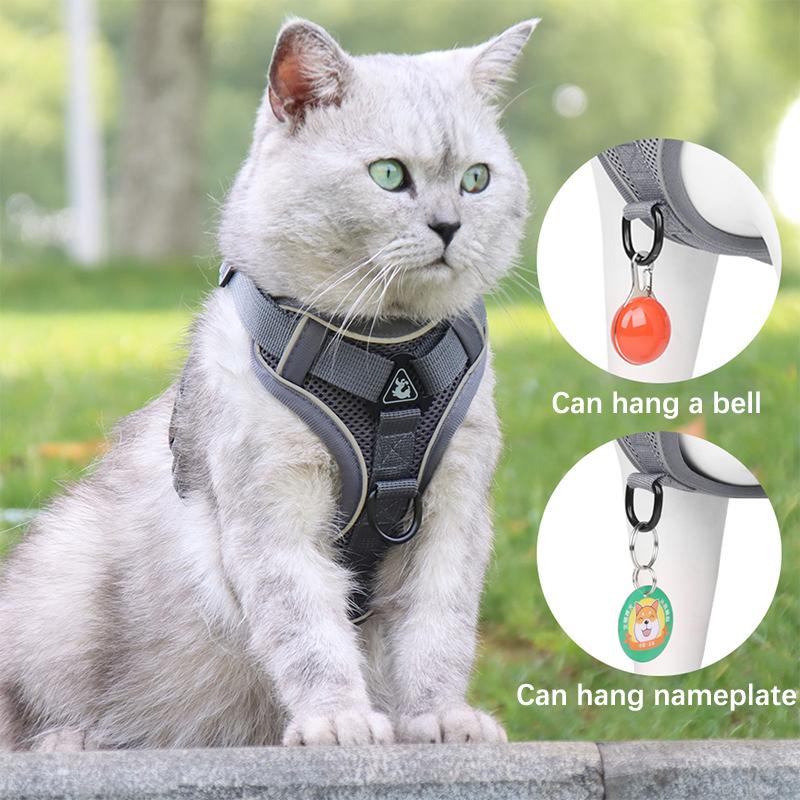 1 комплект поводков для кошек, набор с защитой от побега, дышащий, светоотражающий, регулируемый, для котят и щенков, нагрудный ремень, тяговый трос, товары для животных