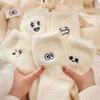 Mink Velvet Autumn and Winter Thick Warm Mid-tube Socks Cute Expression Bag Plush Female Long Socks