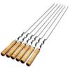 55cm Large Barbecue Skewer Reusable Stainless Steel BBQ Kebab Stick with Wooden Handle Outdoor Camping Picnic Tools Cooking Tool