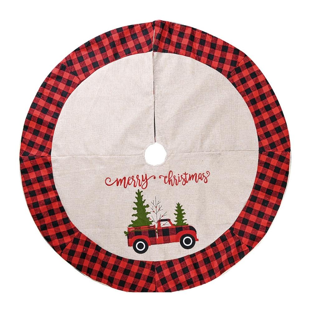 Christmas Tree Skirt Merry Christmas Decor Red Black Buffalo Plaid
