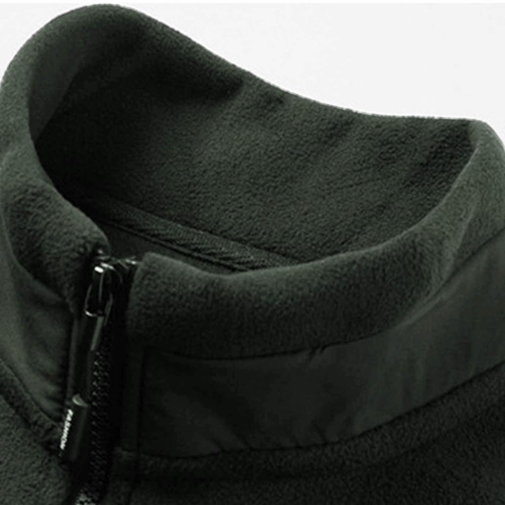 Men's Casual Fleece Solid Color Zipper Vest, Men's Stand-up Collar Zipper Pocket Fleece Vest Jacket