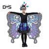 Butterfly Cloak for Kids Performance Cosplay Colorful Fairy Wing Costume with Fluttering Sleeves Layered Hem Carnivals Skirt Halloween Photography