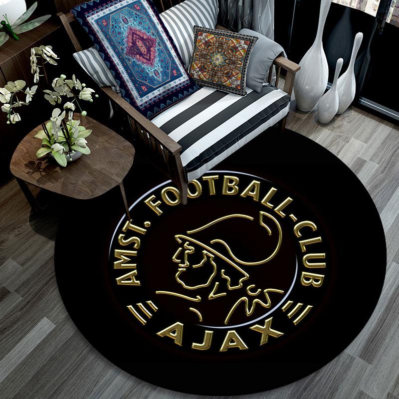 AFC Ajax Amsterdam Printed Round Rug, Non Slip Washable Circular Carpet For Living Room Bedroom Playroom, Sports Fan Decor, Holiday Birthday Gift