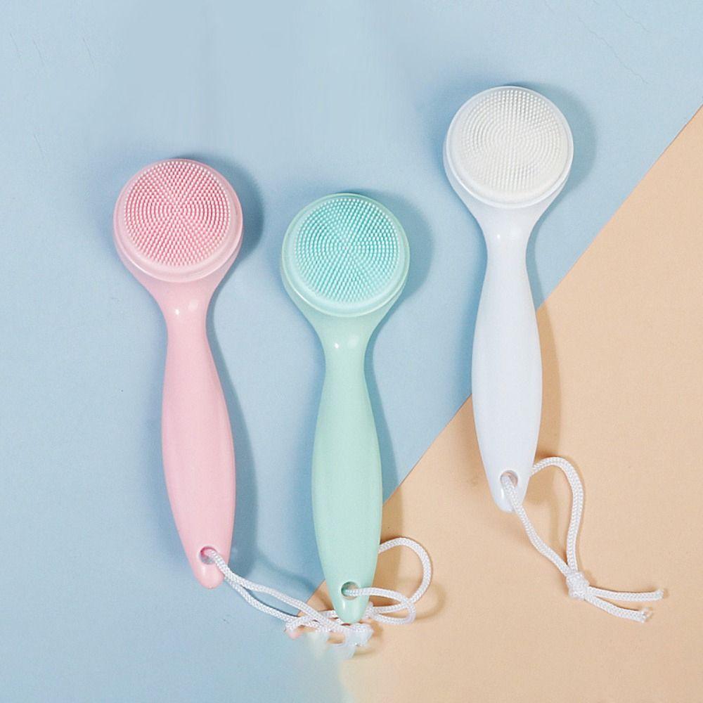 Водонепроницаемая силиконовая очищающая щетка, отшелушивающая силиконовая очищающая щетка с длинной ручкой для девочек