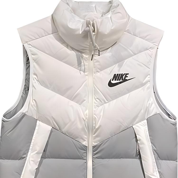 Nike Мужской ветрозащитный теплый пуховый жилет с воротником-стойкой 'Белый Серый' DV0757-100
