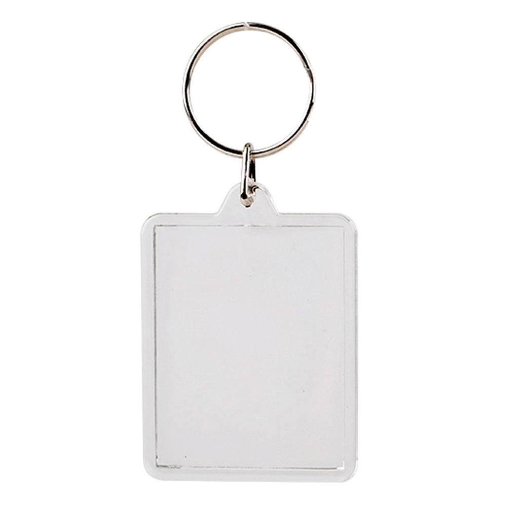 50 шт. Брелок для ключей с фоторамкой, прямоугольный, прозрачный, цепочка для ключей, брелок, подвеска-держатель для фото