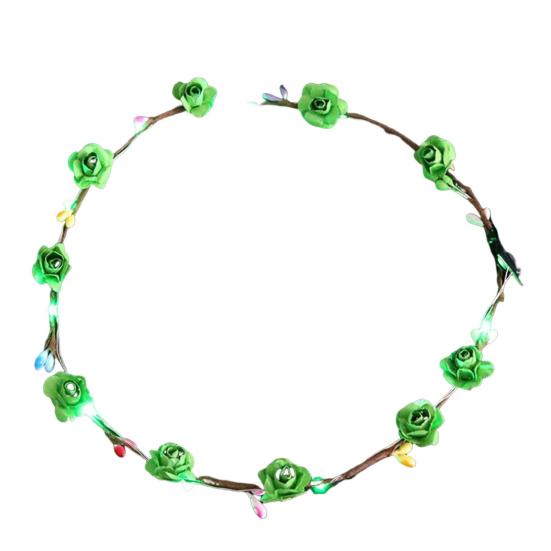 1/2Pcs Colorful LED Rose Flower Crown Adjustable Wedding Bride Floral Hair Wreath Headband Garland Headpiece Hair Accessories Party Photo Props