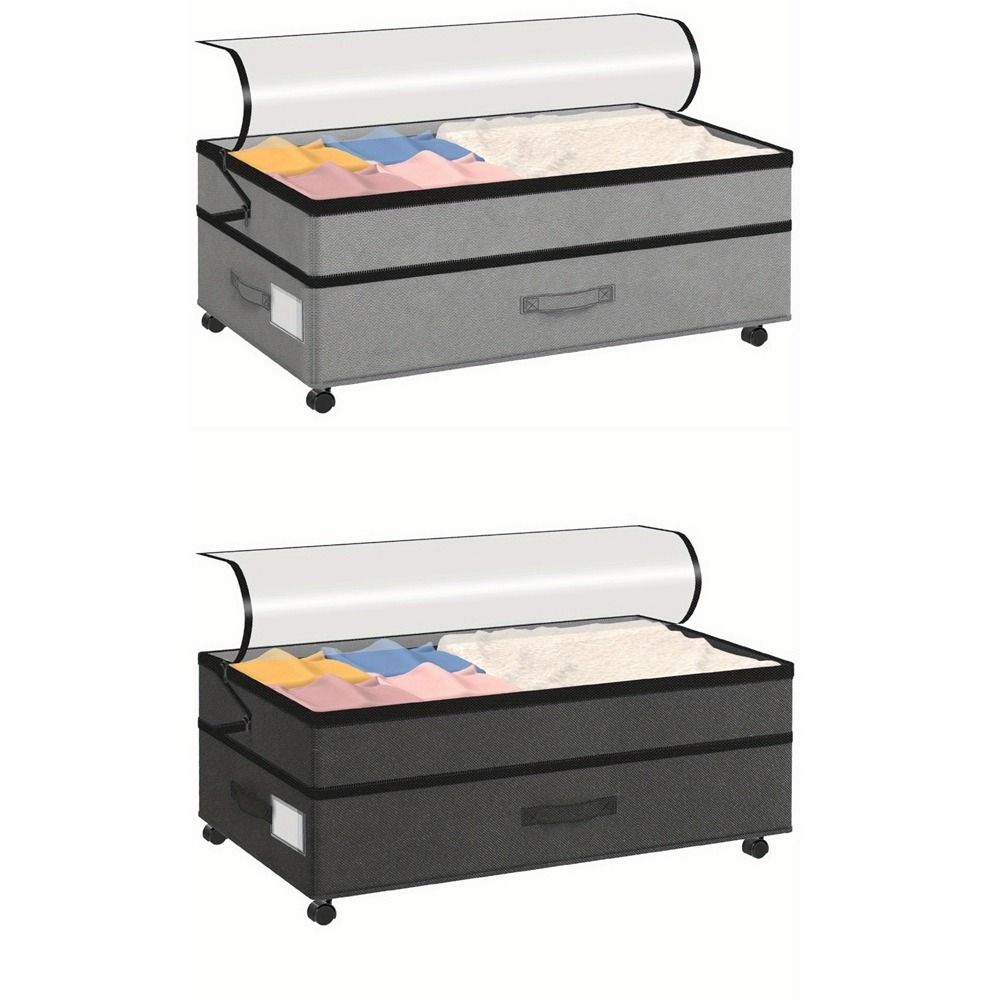 Stackable Rollable Storage Box Adjustable Closet Organizer Underbed Drawer with Wheels Bedroom