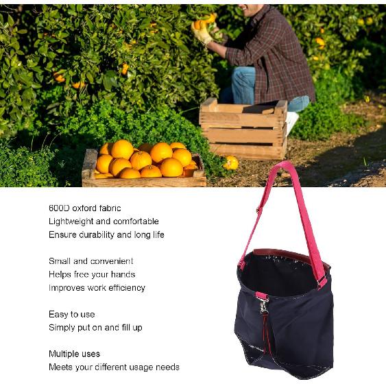 Fruit Picking Bag, Garden Apron Lightweight Vegetable Picking Apron 600D Oxford Cloth Versatile for Outdoor