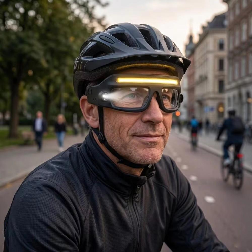 High Visibility Rechargeable Headlamp Glasses Dual Beam COB Floodlight Glasses Outdoor Sport