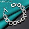 925 Sterling Silver Round Ring Charm Chain Bracelet For Women Wedding Celebration Engagement Party Fashion Jewelry