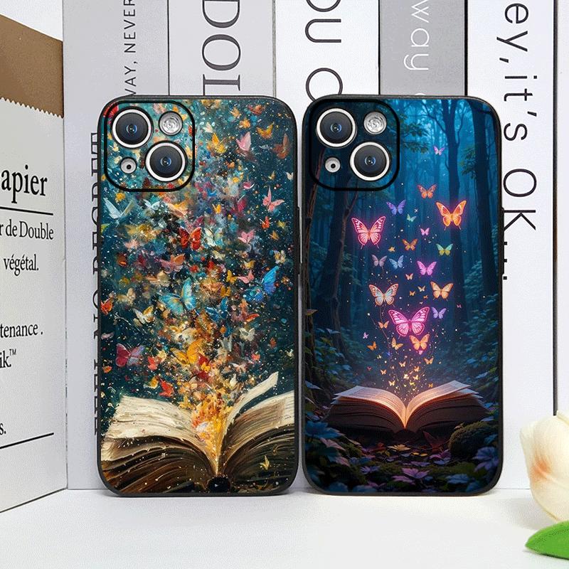 Красивый чехол для телефона с принтом «Лесная бабочка и книга» для iPhone 17 16 12 11 14 13 15 Pro Max Mini X XS MAX XR 7 8 Plus Мягкая крышка