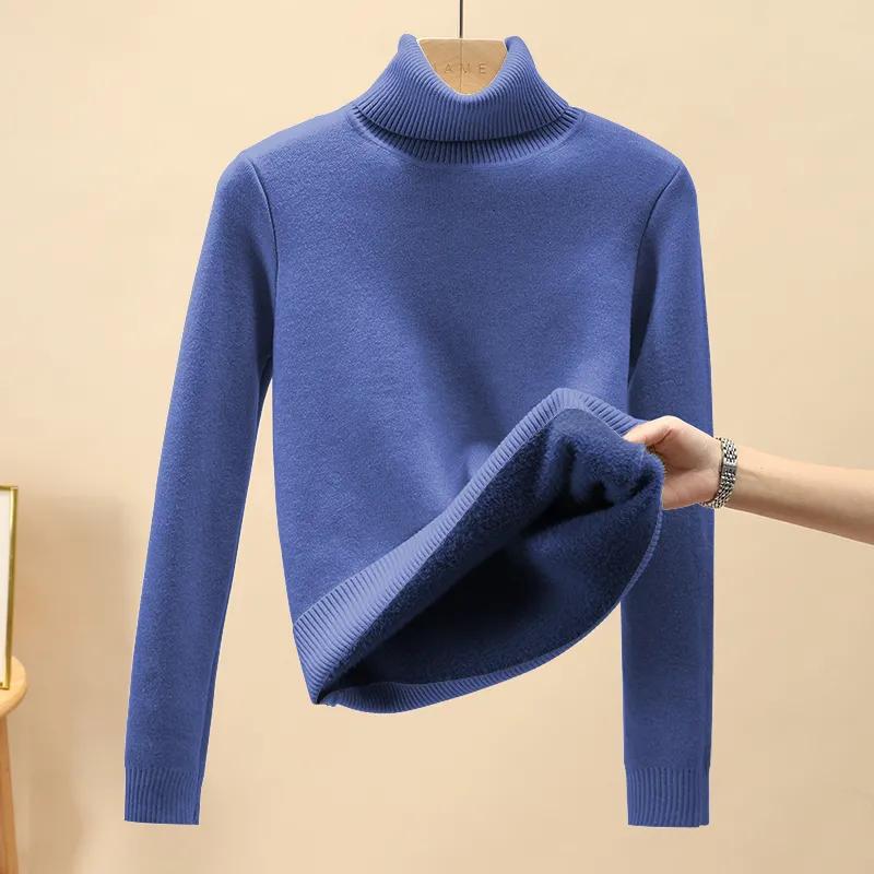 Водолазка свитер женские топы теплый свитер вязаный пуловер топы осень зима уличная одежда джерси трикотаж джемпер