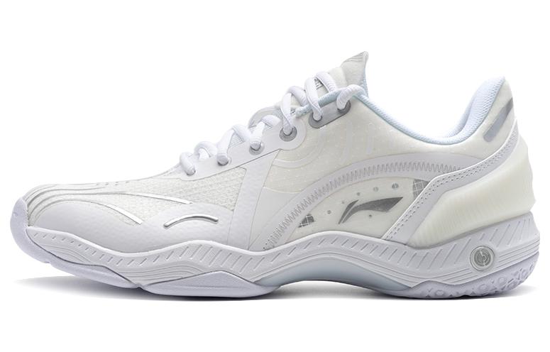 Li Ning Raid Cushioning, Wear Resistant Low top Badminton Shoes Unisex White Beige AYZT009-3