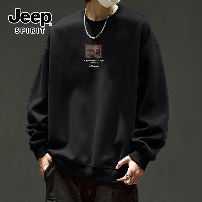 JEEP SPIRIT Men's Retro Letter Print Crewneck Sweatshirt