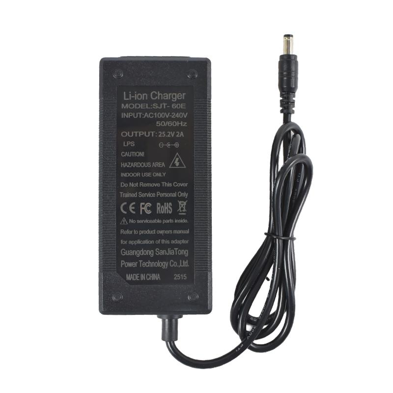 25.2V 2A Li-ion зарядное устройство для 6S 21.6V 22.2V 2A DC Полимерный литий-ионный аккумуляторный блок Зарядное устройство Высококачественный штекер DC5.5*2.1MM 100-240V