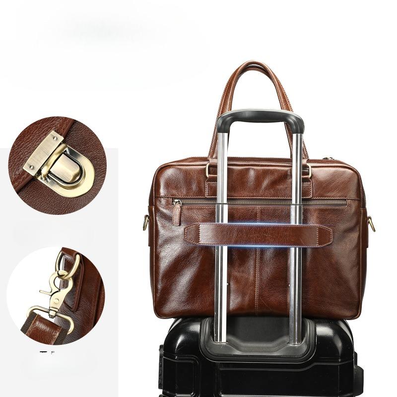 Портфель из натуральной кожи, мужская сумка из коровьей кожи, высококачественная, с верхним слоем, для деловых поездок, большая вместимость, кожаная деловая сумка, сумка для компьютера