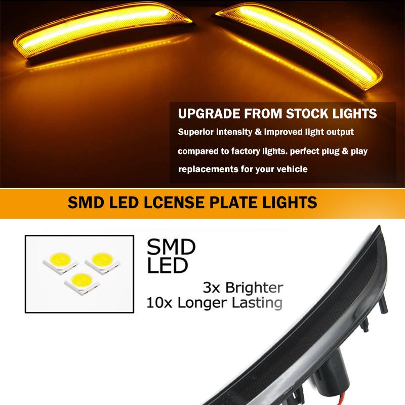 Gtinthebox Smoked Lens Amber/ White Full LED Car Front Side Marker Turn Signal Lights/ Parking Lights For 2015-2017 Chrysler 200