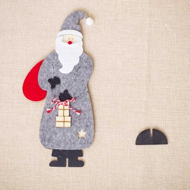 New Year Party Xmas Holiday Gifts DIY Christmas Decorations Wooden Felt Craft Santa Claus Doll Puppet Ornaments