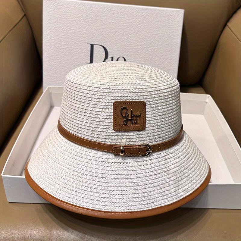 Женская летняя солнцезащитная дышащая соломенная шляпа-ведро, винтажный стиль, универсальная повседневная кепка рыбака, шляпа от солнца